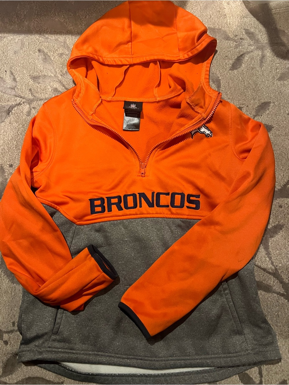 Kids Broncos NFL Orange & Gray Hooded Pullover
